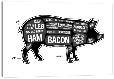 Pig Butcher Print Canvas Art Print - Meat Art