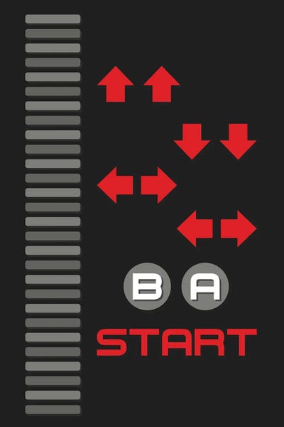 Video Games: Retro Game Cheat Code by Benton Park Prints