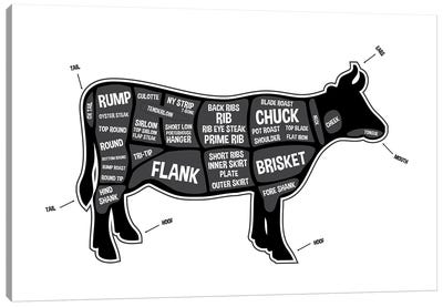 Cow Butcher Print Canvas Art Print - Meat Art