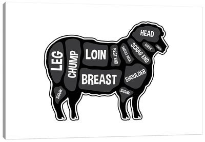 Lamb Butcher Print Canvas Art Print - Meat Art