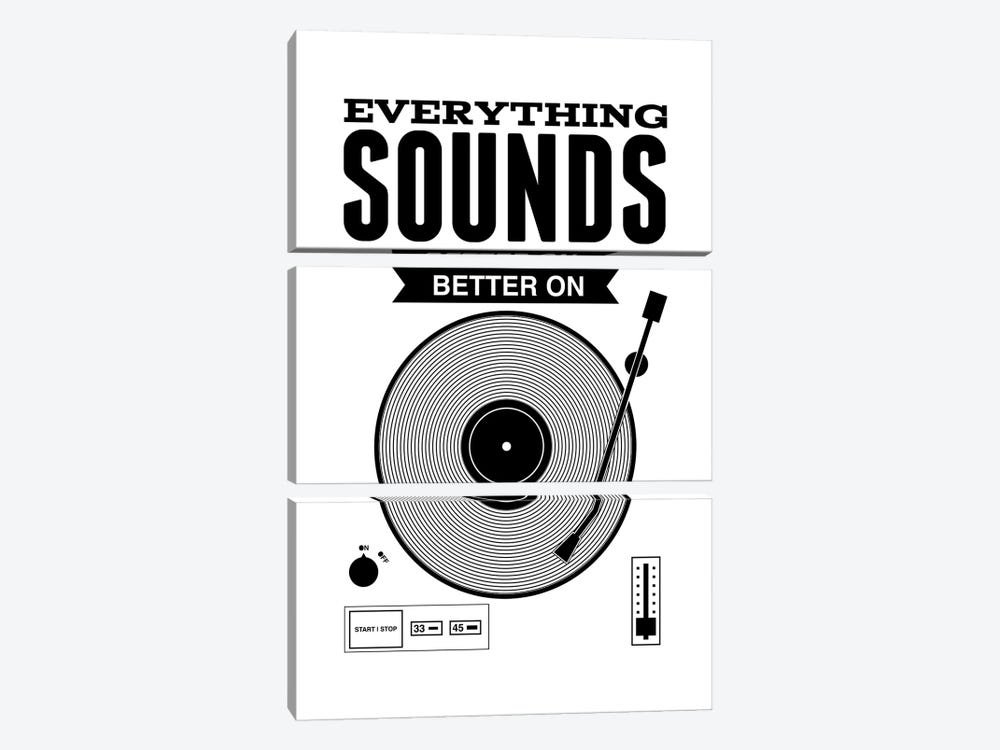 Everything Sounds Better On Vinyl - White by Benton Park Prints 3-piece Art Print
