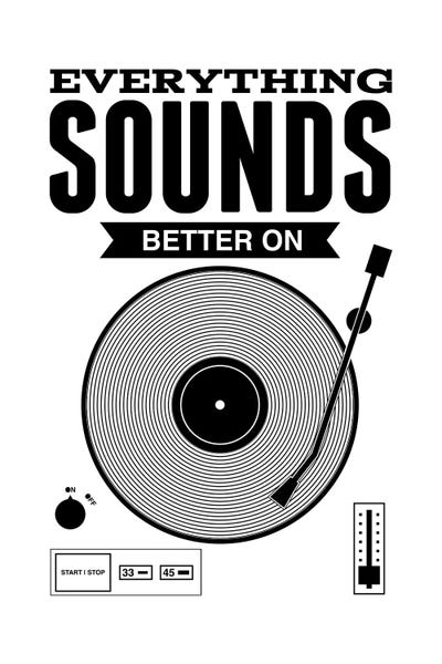 '70s Music: Everything Sounds Better On Vinyl - White by Benton Park Prints