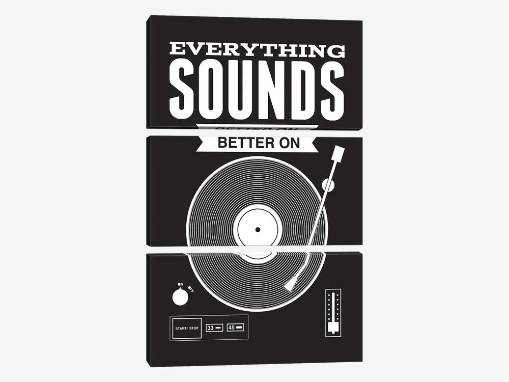 Everything Sounds Better On Vinyl - Black by Benton Park Prints 3-piece Canvas Wall Art