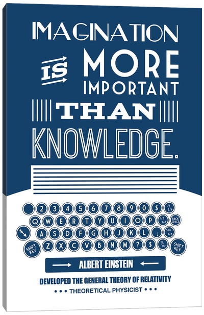 Imagination Is More Important Than Knowledge Canvas Art Print - Typewriters
