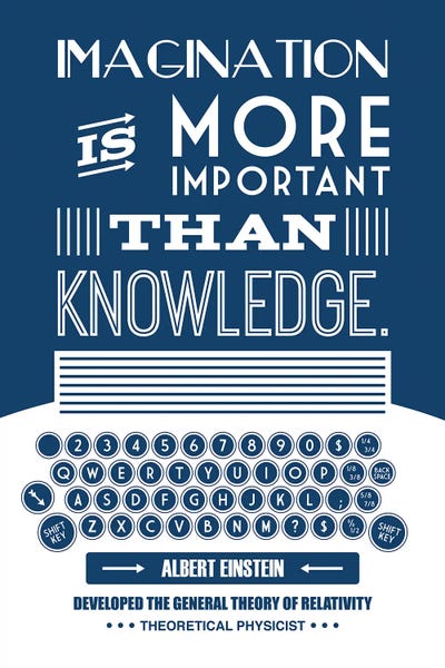 Typewriters: Imagination Is More Important Than Knowledge by Benton Park Prints