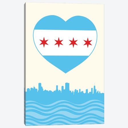 Chicago Flag Heart Canvas Print #BPP138} by Benton Park Prints Canvas Print