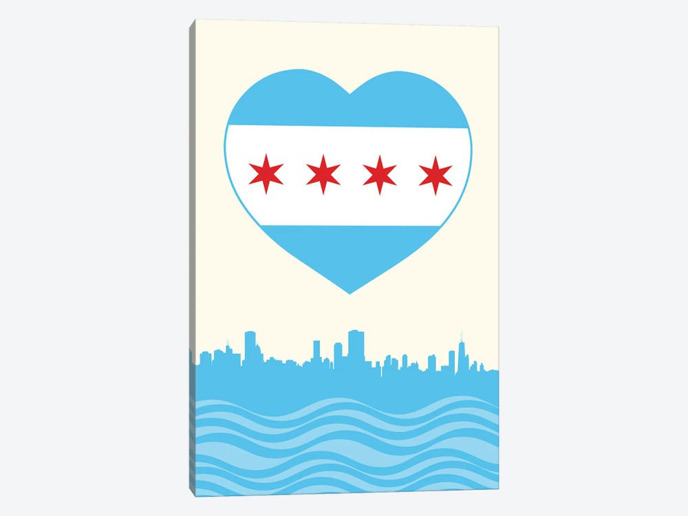 Chicago Flag Heart by Benton Park Prints 1-piece Art Print