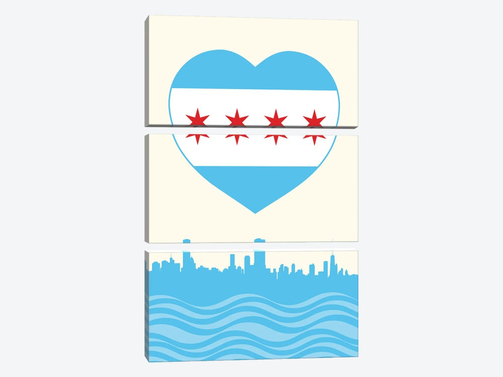 Chicago Flag Heart by Benton Park Prints 3-piece Canvas Print