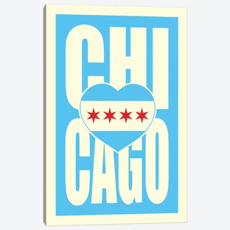 Chicago Typography Heart Canvas Print #BPP140} by Benton Park Prints Canvas Artwork