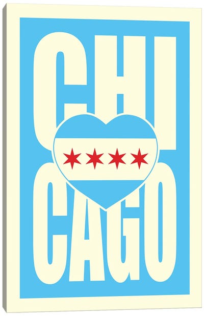 Chicago Typography Heart Canvas Art Print - Benton Park Prints
