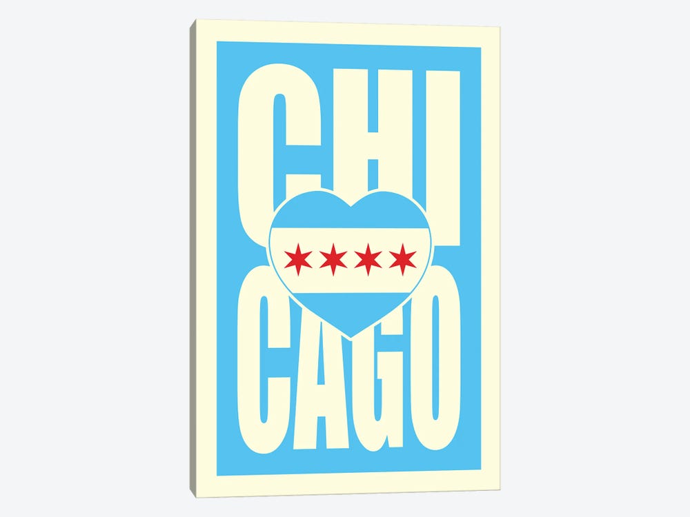Chicago Typography Heart by Benton Park Prints 1-piece Canvas Wall Art