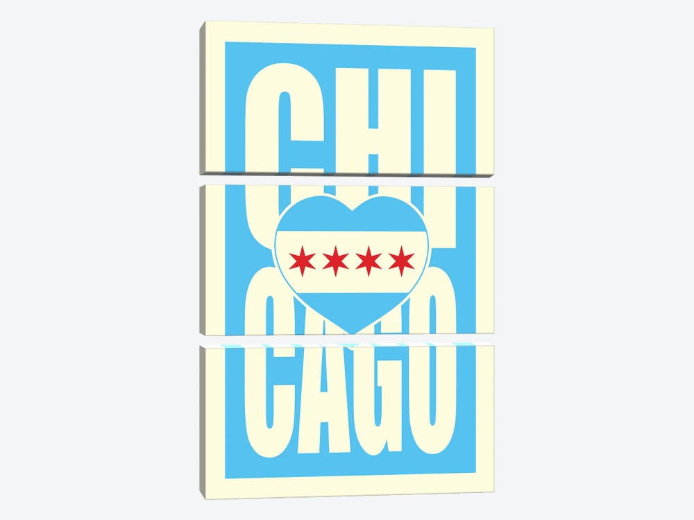 Chicago Typography Heart by Benton Park Prints 3-piece Canvas Wall Art