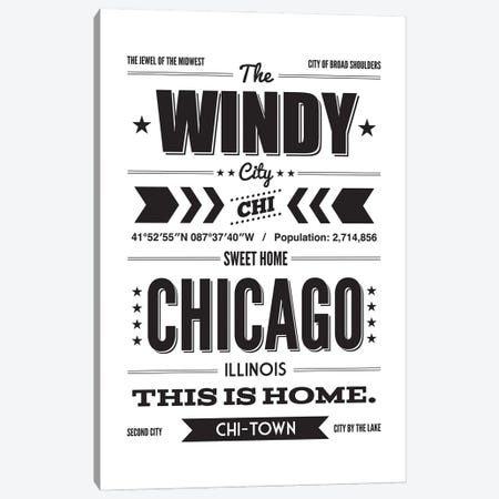 Chicago: This Is Home - Black Ink Canvas Print #BPP149} by Benton Park Prints Canvas Wall Art