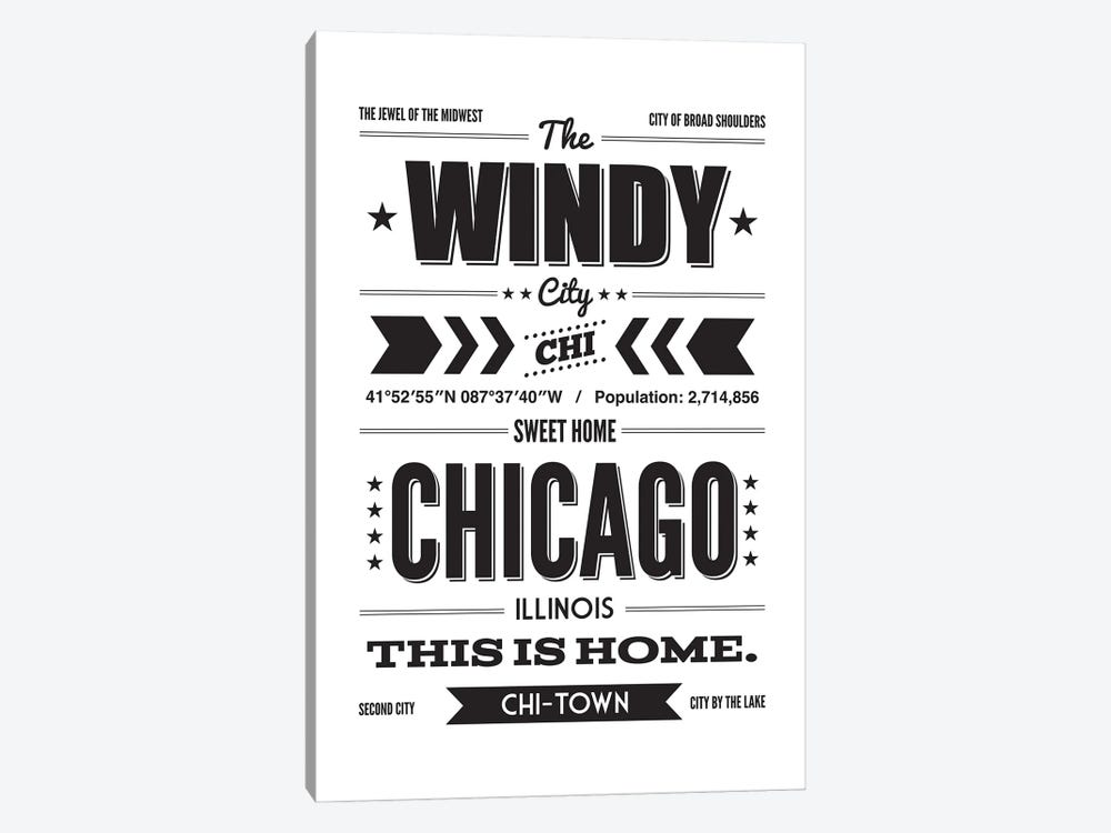 Chicago: This Is Home - Black Ink by Benton Park Prints 1-piece Canvas Art Print