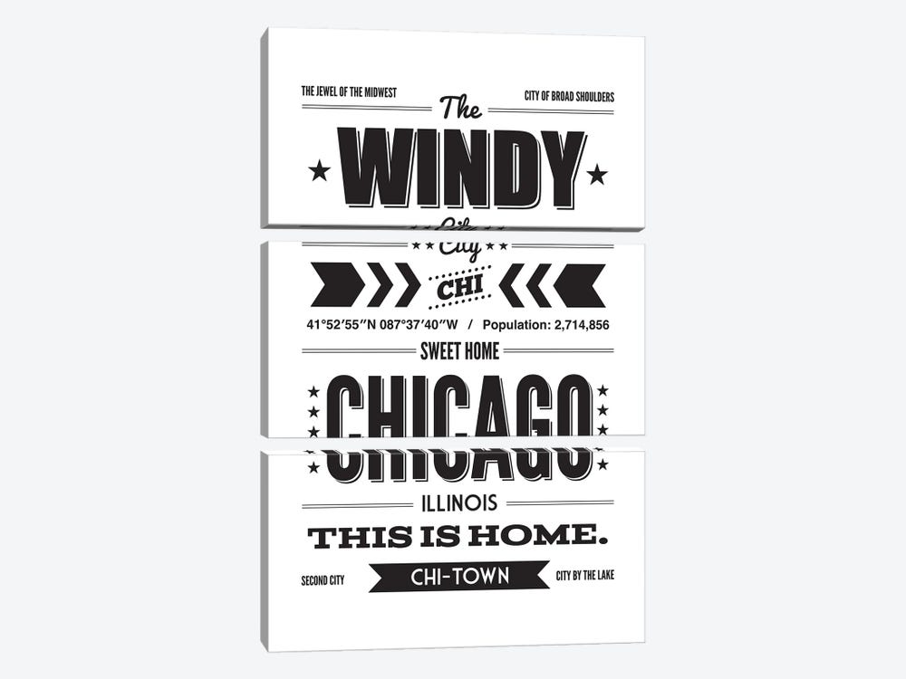 Chicago: This Is Home - Black Ink by Benton Park Prints 3-piece Canvas Art Print