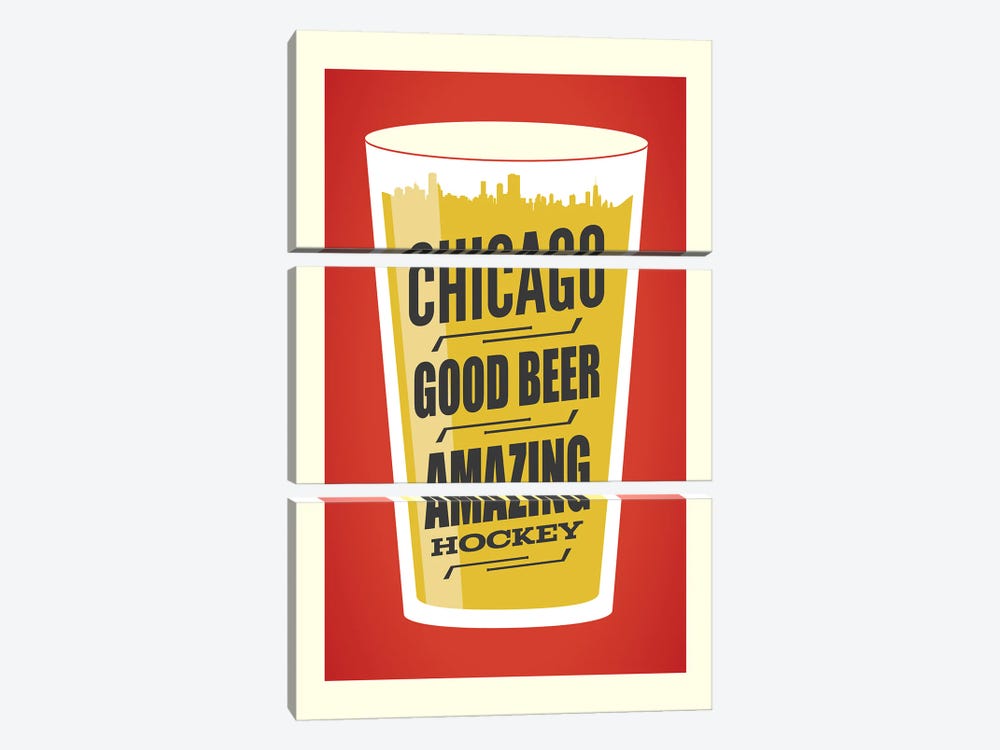 Chicago: Good Beer & Amazing Hockey by Benton Park Prints 3-piece Canvas Artwork
