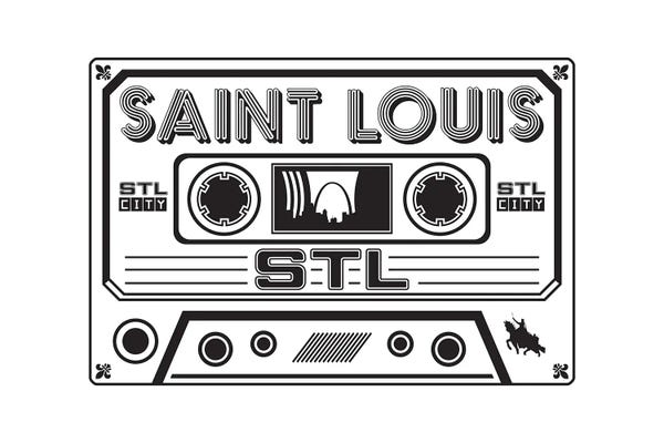 Black & White Pop Culture Art: St. Louis Cassette by Benton Park Prints