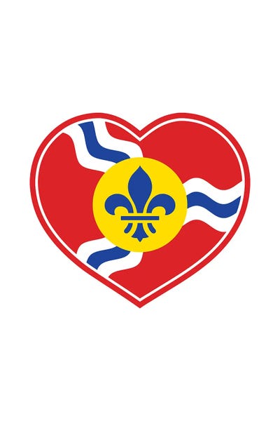 Flags: St. Louis Flag Heart by Benton Park Prints
