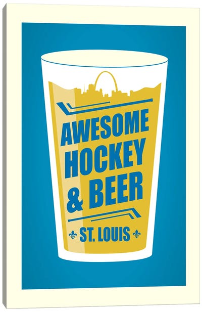 St. Louis: Awesome Hockey & Beer Canvas Art Print - St. Louis Art