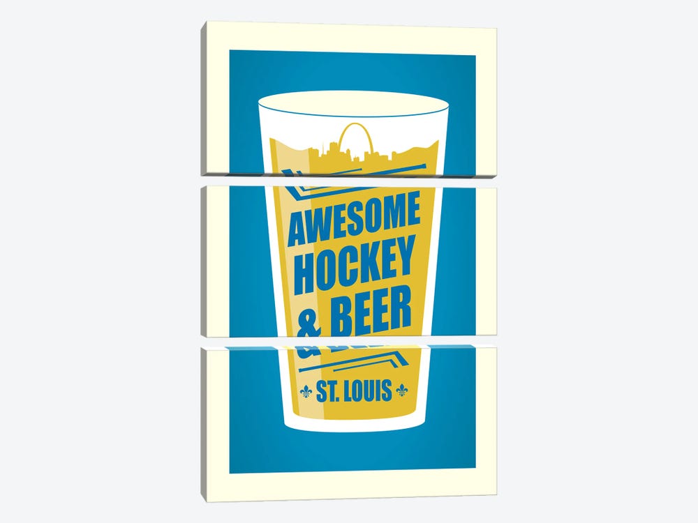 St. Louis: Awesome Hockey & Beer by Benton Park Prints 3-piece Canvas Wall Art