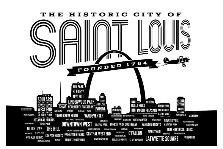 St. Louis Neighborhoods Skyline by Benton Park Prints wall art