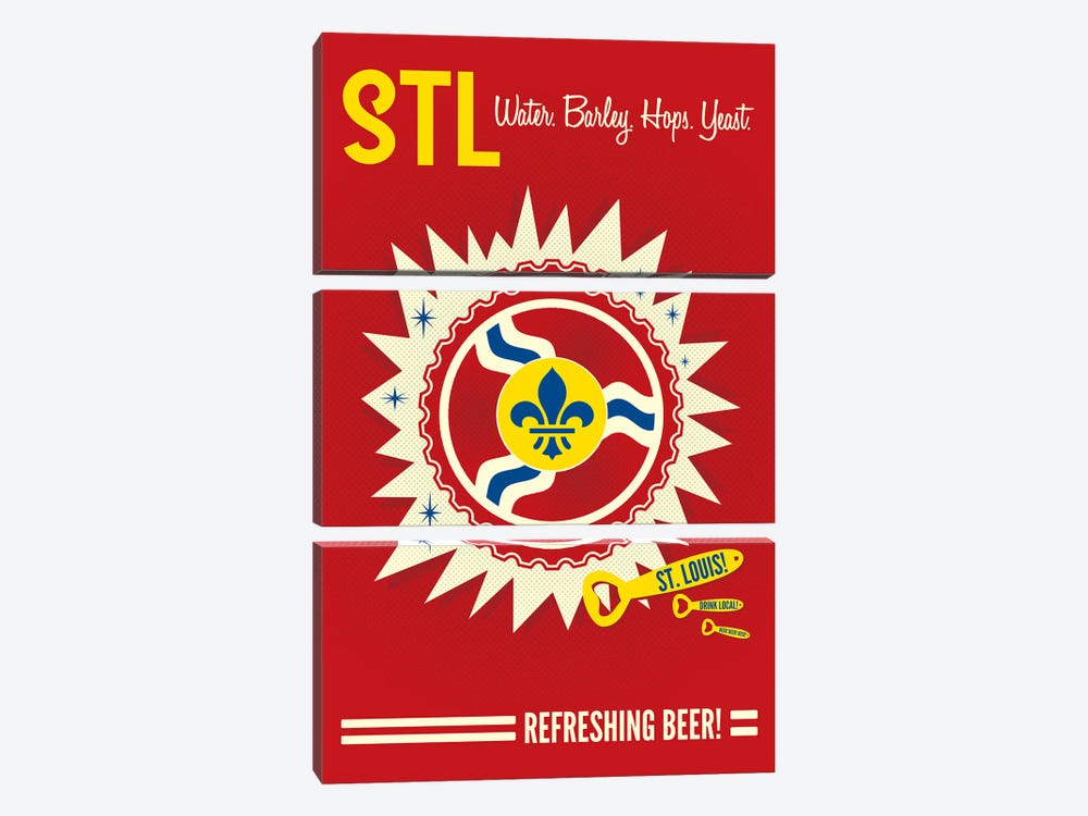 St. Louis Refreshing Beer by Benton Park Prints 3-piece Canvas Print