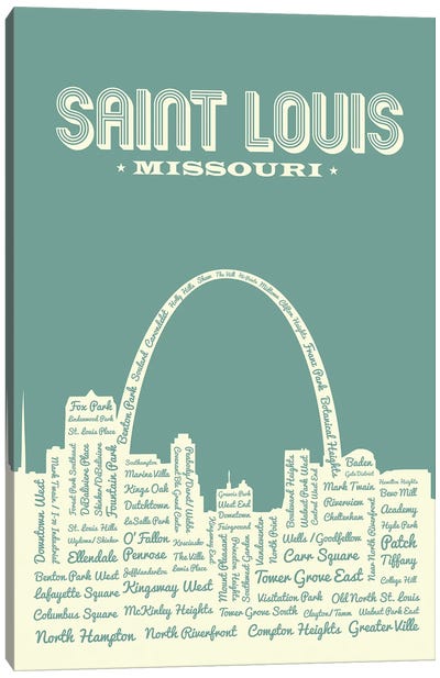 St. Louis Arch Skyline Canvas Art Print - Benton Park Prints