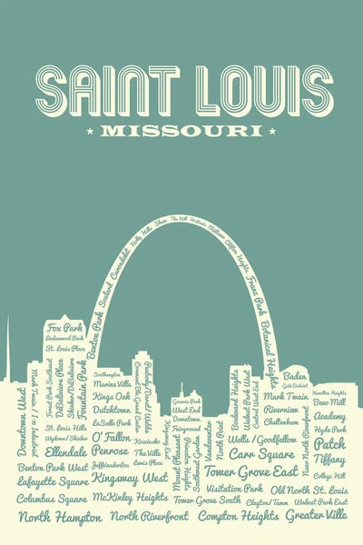 Missouri: St. Louis Arch Skyline by Benton Park Prints