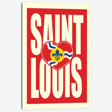 St. Louis Typography Heart Canvas Print #BPP166} by Benton Park Prints Canvas Art Print