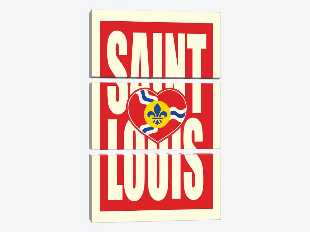 St. Louis Typography Heart by Benton Park Prints 3-piece Canvas Artwork