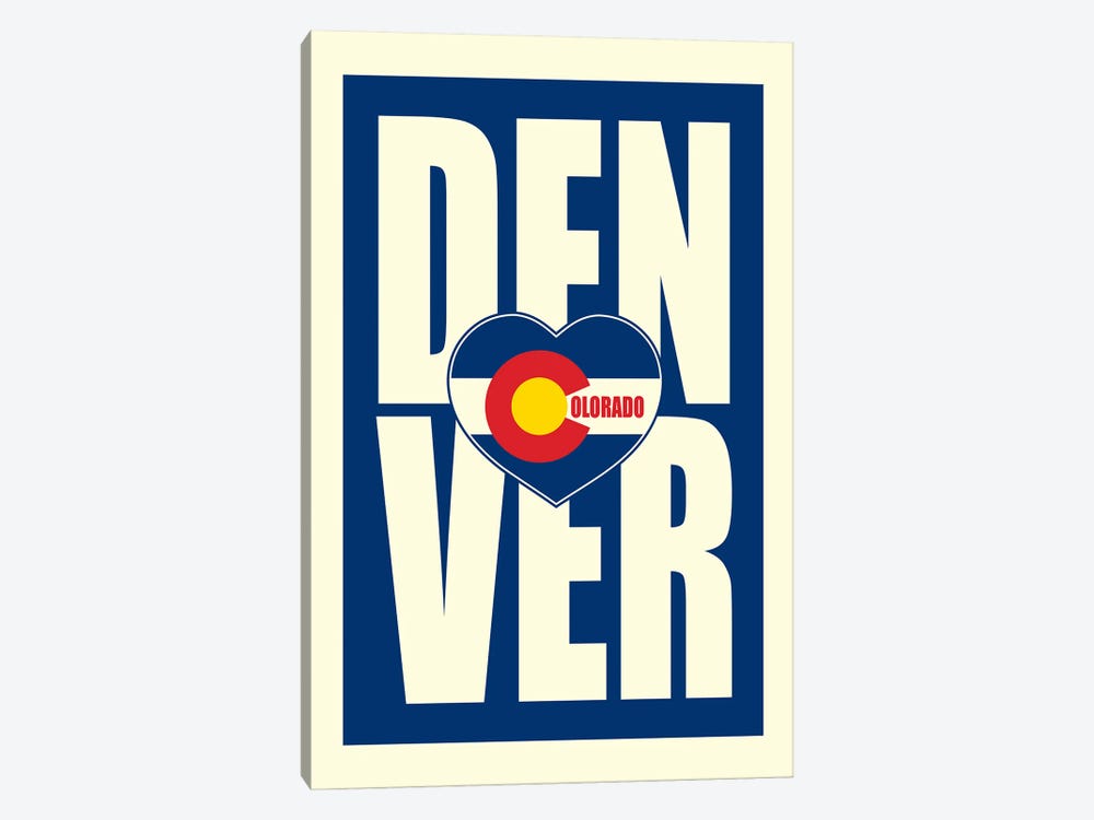 Denver Typography Heart by Benton Park Prints 1-piece Art Print