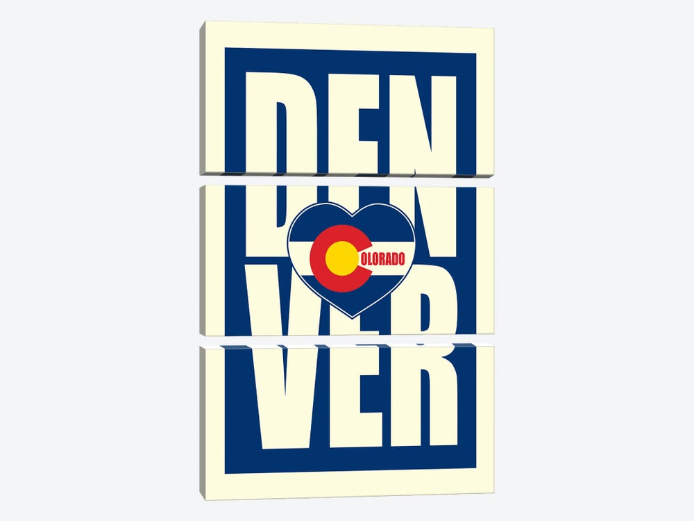 Denver Typography Heart by Benton Park Prints 3-piece Canvas Print
