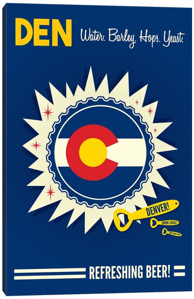 Denver Refreshing Beer Canvas Art Print - Flag Art
