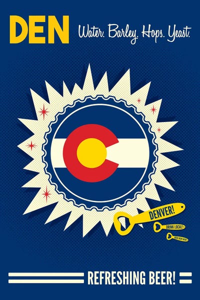 Colorado: Denver Refreshing Beer by Benton Park Prints