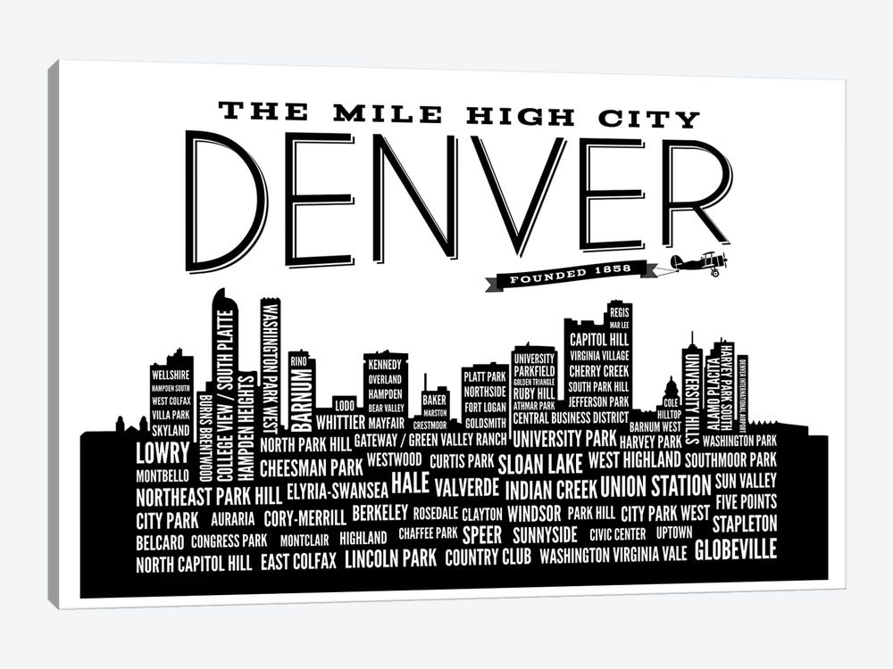 Denver Neighborhoods Skyline 1-piece Canvas Art Print