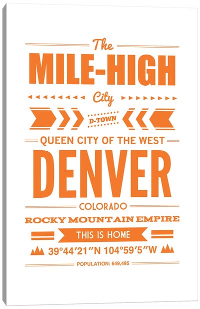 Denver Typography Canvas Art Print - Denver Art