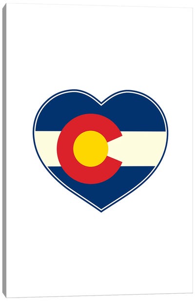 Colorado Flag Heart Canvas Art Print - U.S. State Flag Art