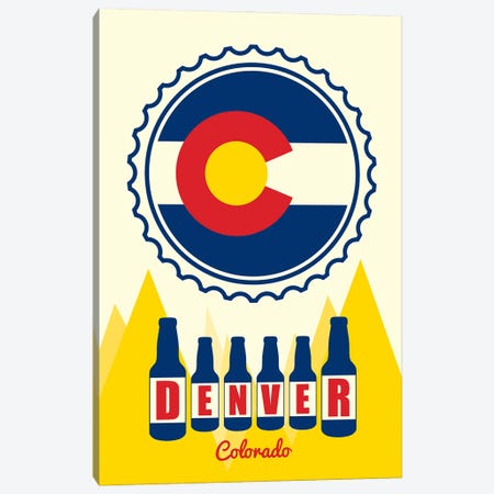 Colorado Bottle Cap Flag - Denver Canvas Print #BPP178} by Benton Park Prints Art Print