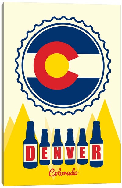 Colorado Bottle Cap Flag - Denver Canvas Art Print - Beer Art