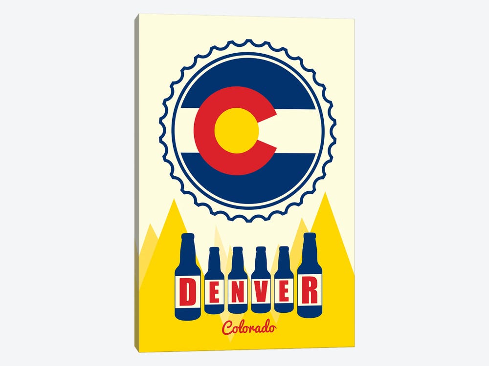 Colorado Bottle Cap Flag - Denver by Benton Park Prints 1-piece Canvas Art Print