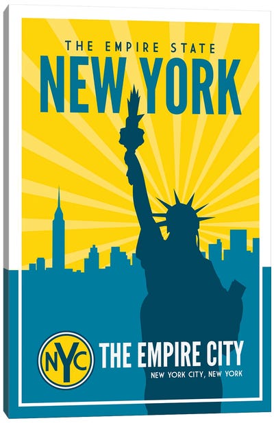 New York Empire State Canvas Art Print - Statue of Liberty Art