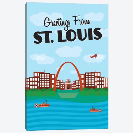Greetings From St. Louis Canvas Print #BPP183} by Benton Park Prints Canvas Artwork