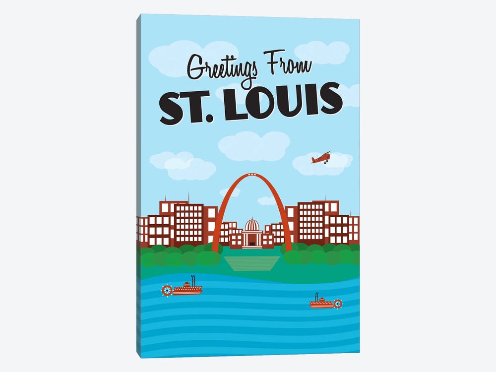 Greetings From St. Louis by Benton Park Prints 1-piece Canvas Print