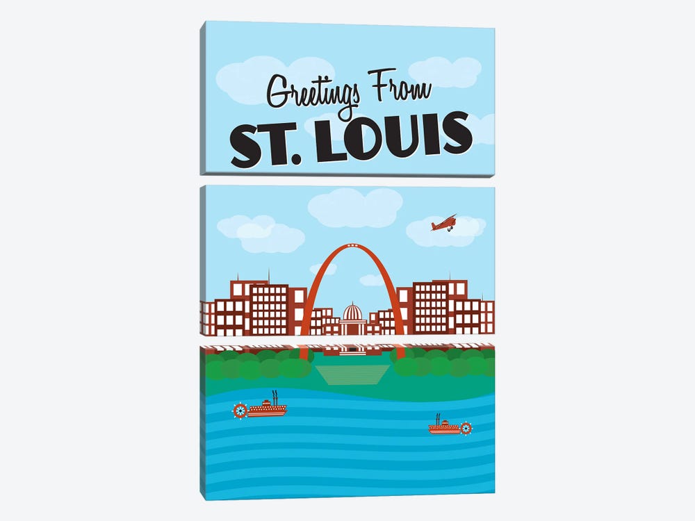 Greetings From St. Louis by Benton Park Prints 3-piece Canvas Art Print