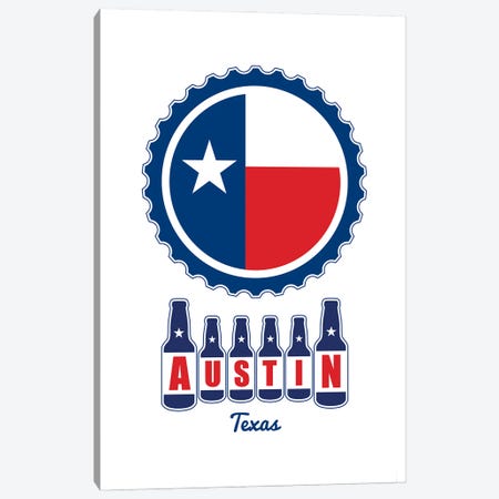 Austin Beer Cap Texas Flag Canvas Print #BPP205} by Benton Park Prints Canvas Artwork