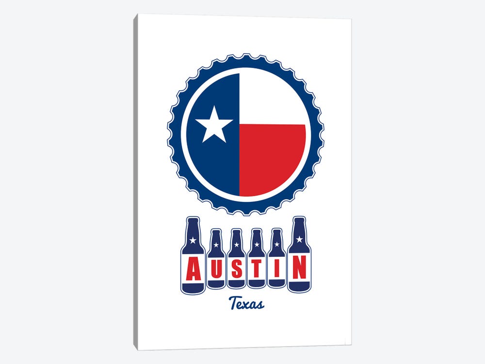 Austin Beer Cap Texas Flag by Benton Park Prints 1-piece Canvas Print