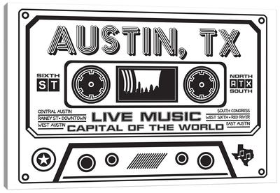 Austin Texas Cassette Canvas Art Print - Cassette Tapes