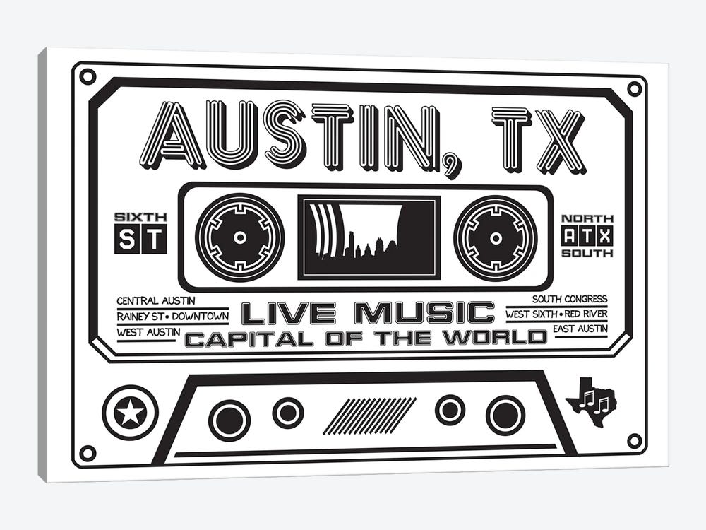 Austin Texas Cassette by Benton Park Prints 1-piece Canvas Artwork