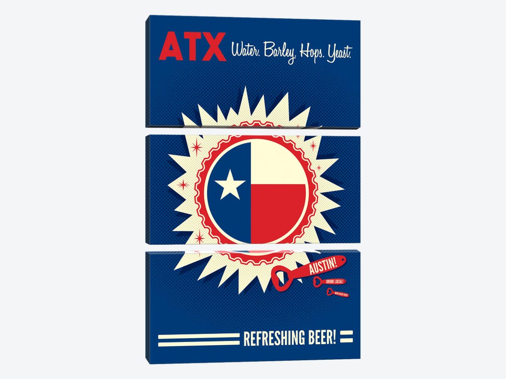 Austin: Refreshing Beer by Benton Park Prints 3-piece Canvas Art Print