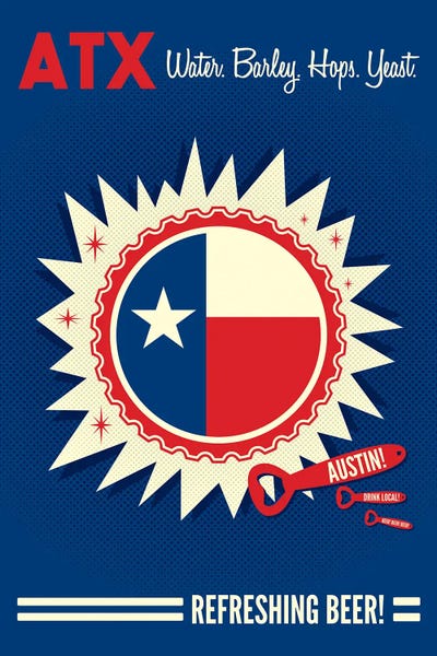 U.S. State Flags: Austin: Refreshing Beer by Benton Park Prints